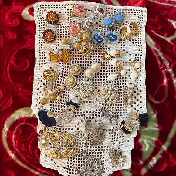 Jewelry - (Vintage clip ons )an the rest pierce with necklaces great bundle